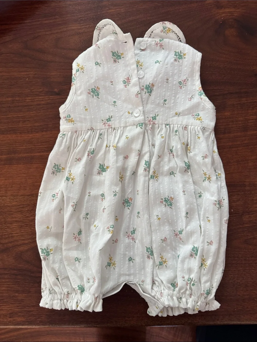 Lavín White Floral Smocked Baby One-Piece